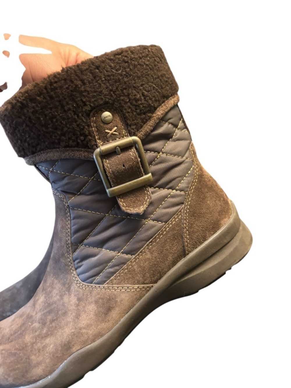 Earth Origins Womens Pinnacle Ankle Boots Booties Brown Suede Faux Fur Zip 9B - Picture 5 of 8